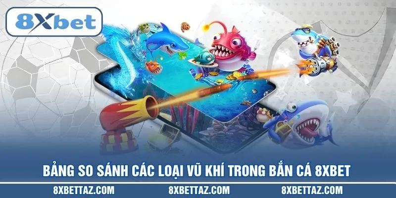 Bảng so sánh các loại vũ khí trong Bắn cá 8XBET